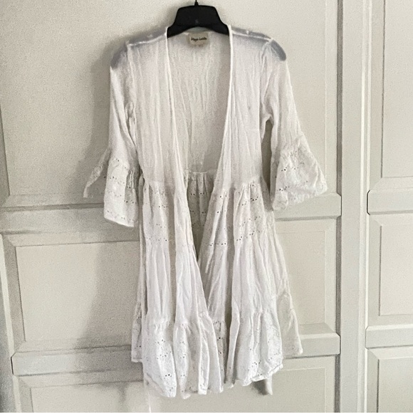Playa Lucila White Cotton Floral Eyelet Robe Size Small 26815 - Picture 1 of 13